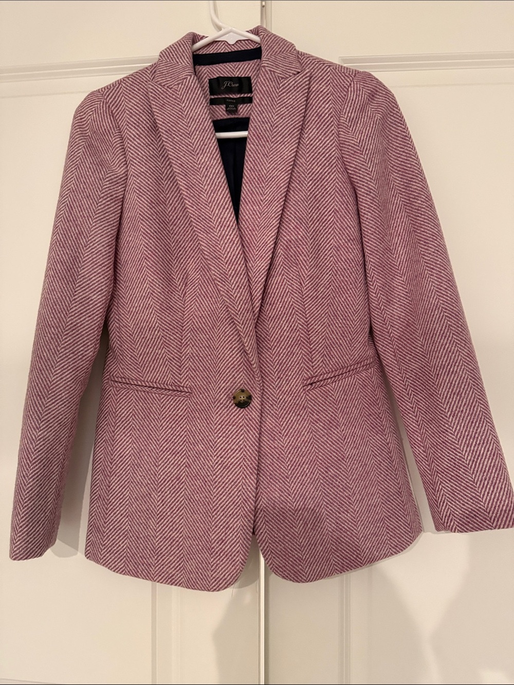 J. Crew Pink Herringbone Single-Button Blazer
